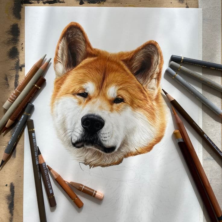 Japanese Akita Colored Sketch